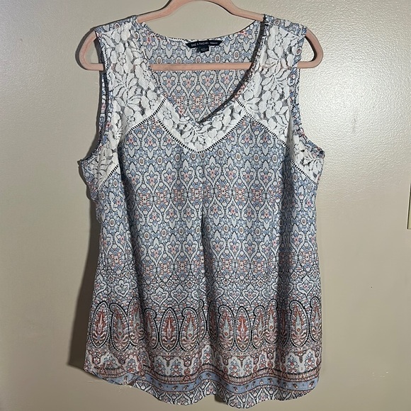 Zac & Rachel Tops - Zac & Rachel Paisley Lace Trim Career Top | 1X